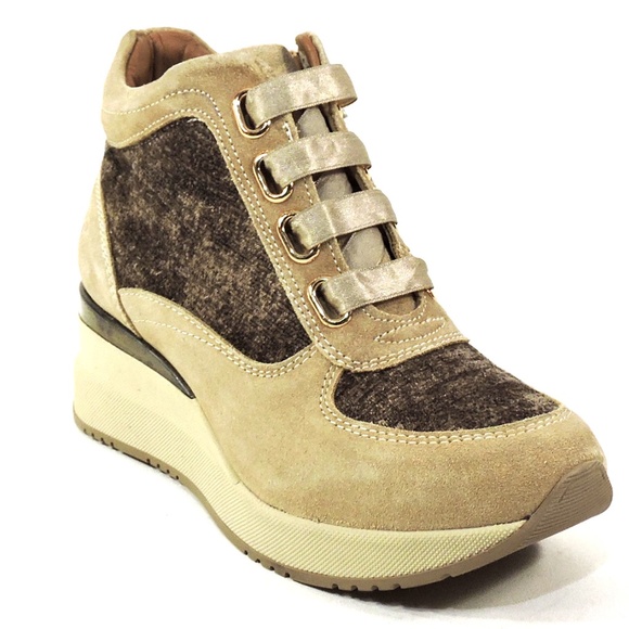 REPO 🇮🇹 WOMEN'S BEIGE COMFORT WINTER WEDGE BOOTIE - Picture 3 of 8